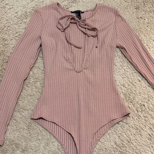 Forever 21 Pink Ribbed Bodysuit